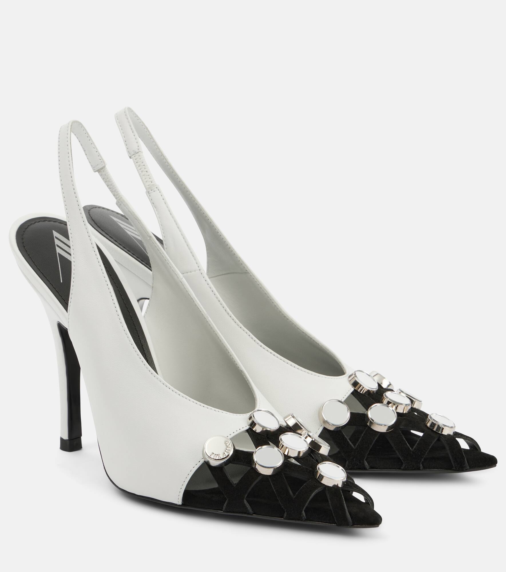 Fiona embellished leather slingback pumps - 1