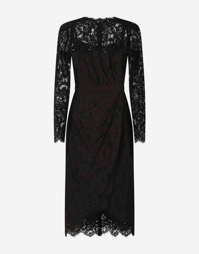 Galloon lace calf-length wrap dress 1