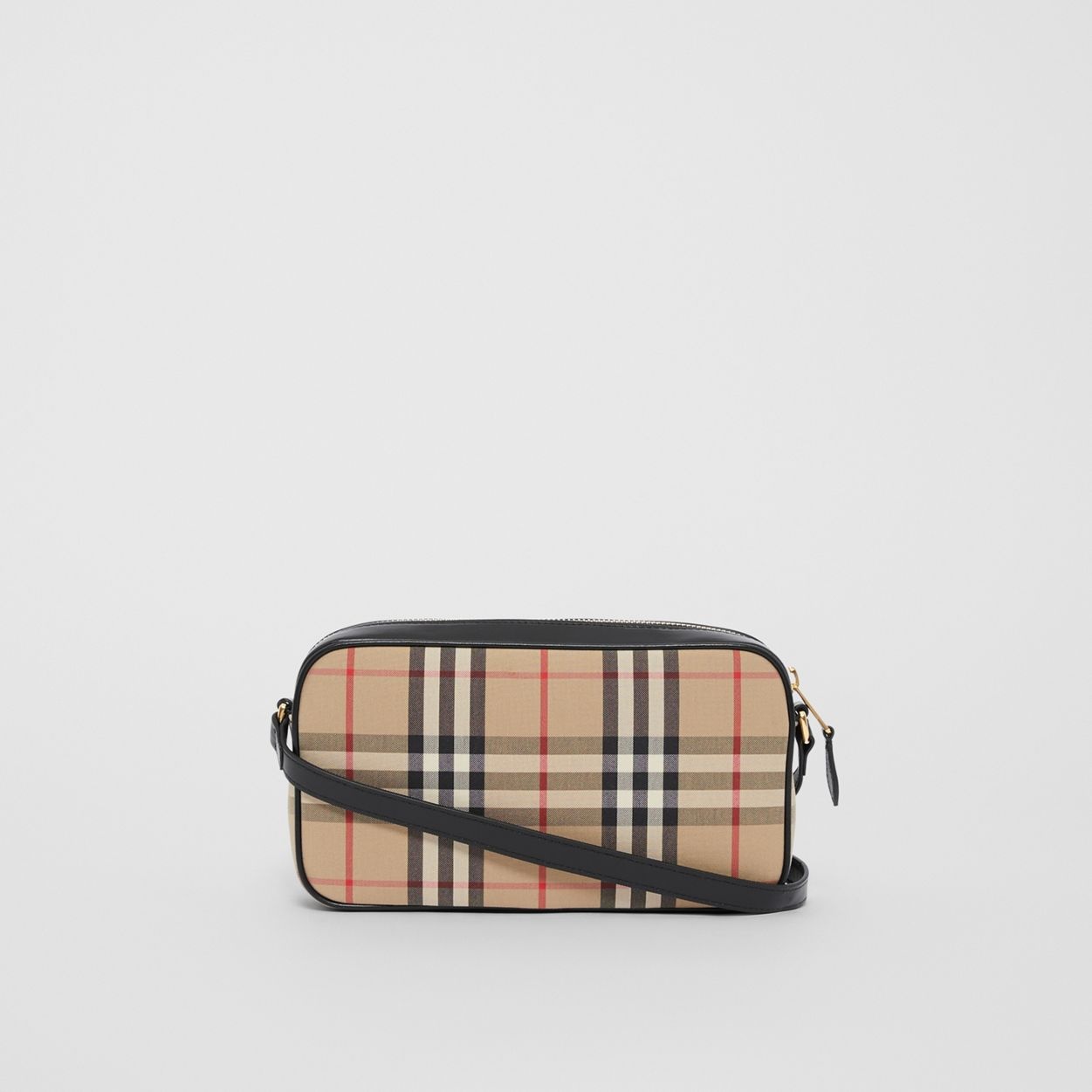 Small Vintage Check and Leather Camera Bag - 8