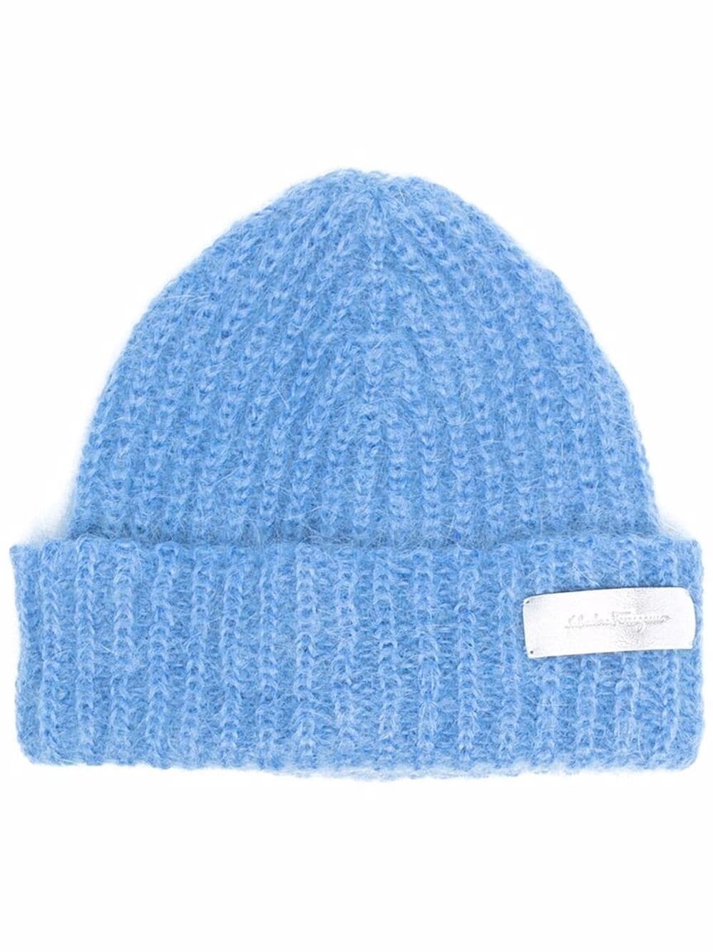 logo-patch knitted hat - 1