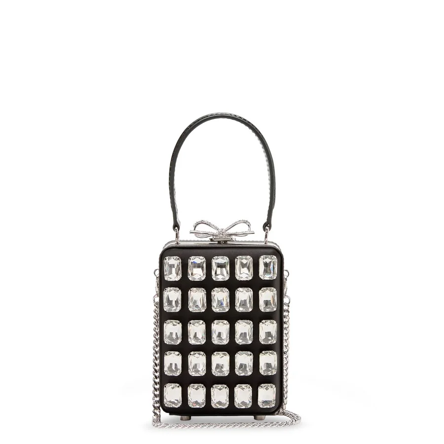 Self-Portrait Satin Shoulder Bag With Crystals - 1