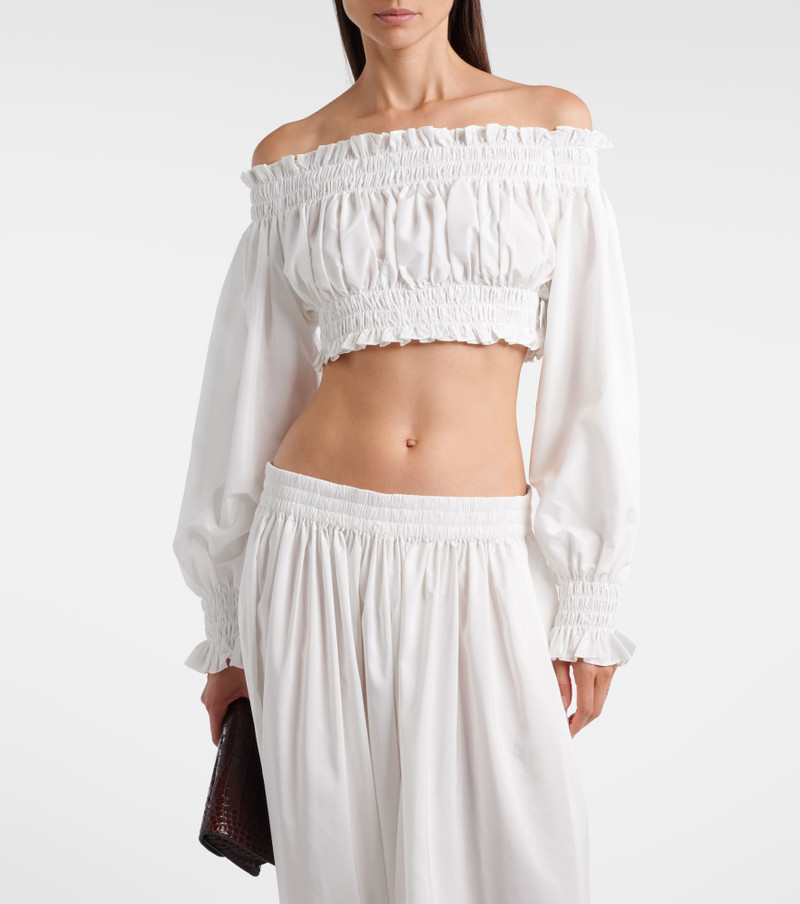 NORMA KAMALI Shirred off-shoulder crop top outlook