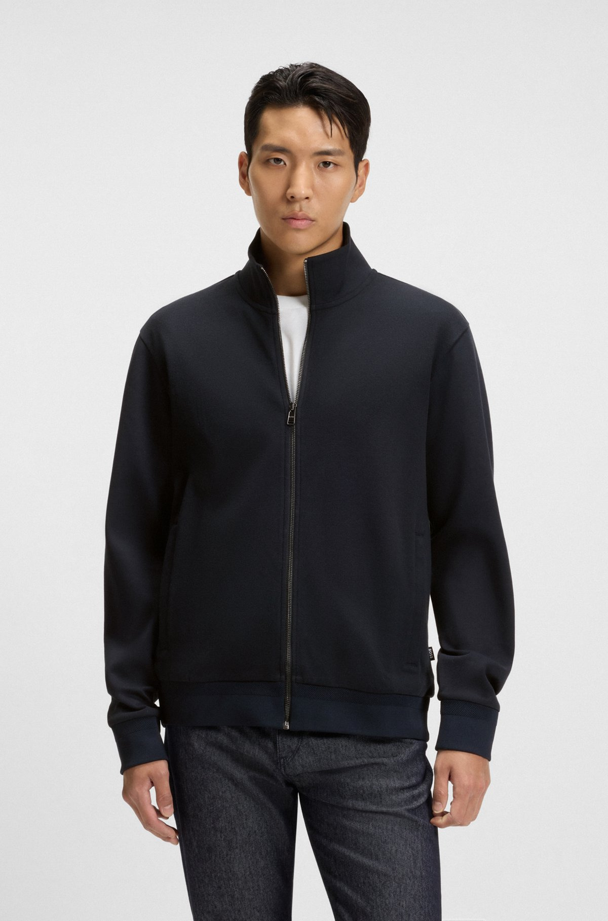 REGULAR-FIT ZIP-UP SWEATSHIRT IN STRETCH COTTON - 2