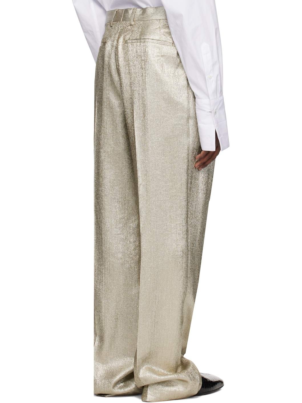 Silver Viscose Straight Trousers - 3