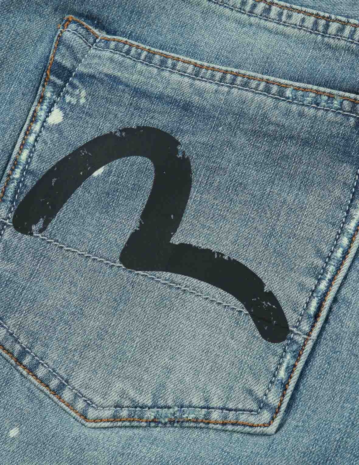 WASHED MULTIPLE DISTRESSED PRINT WITH SPLATTER MARKS CARROT FIT JEANS #2017 - 8