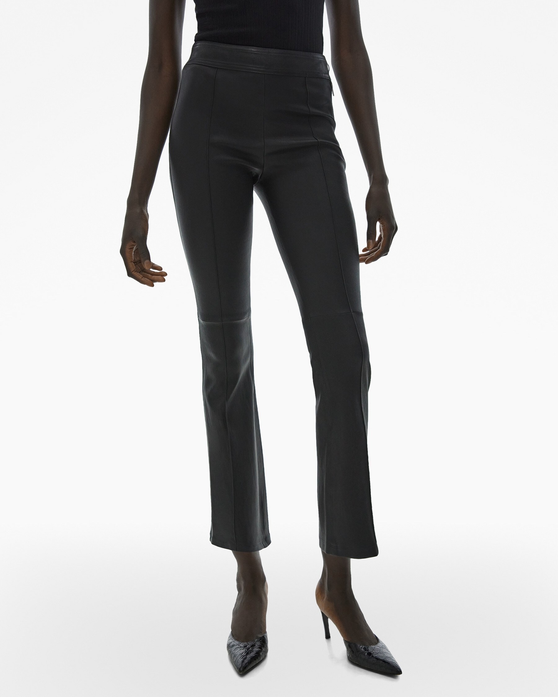 CROPPED FLARE LEATHER PANT - 3