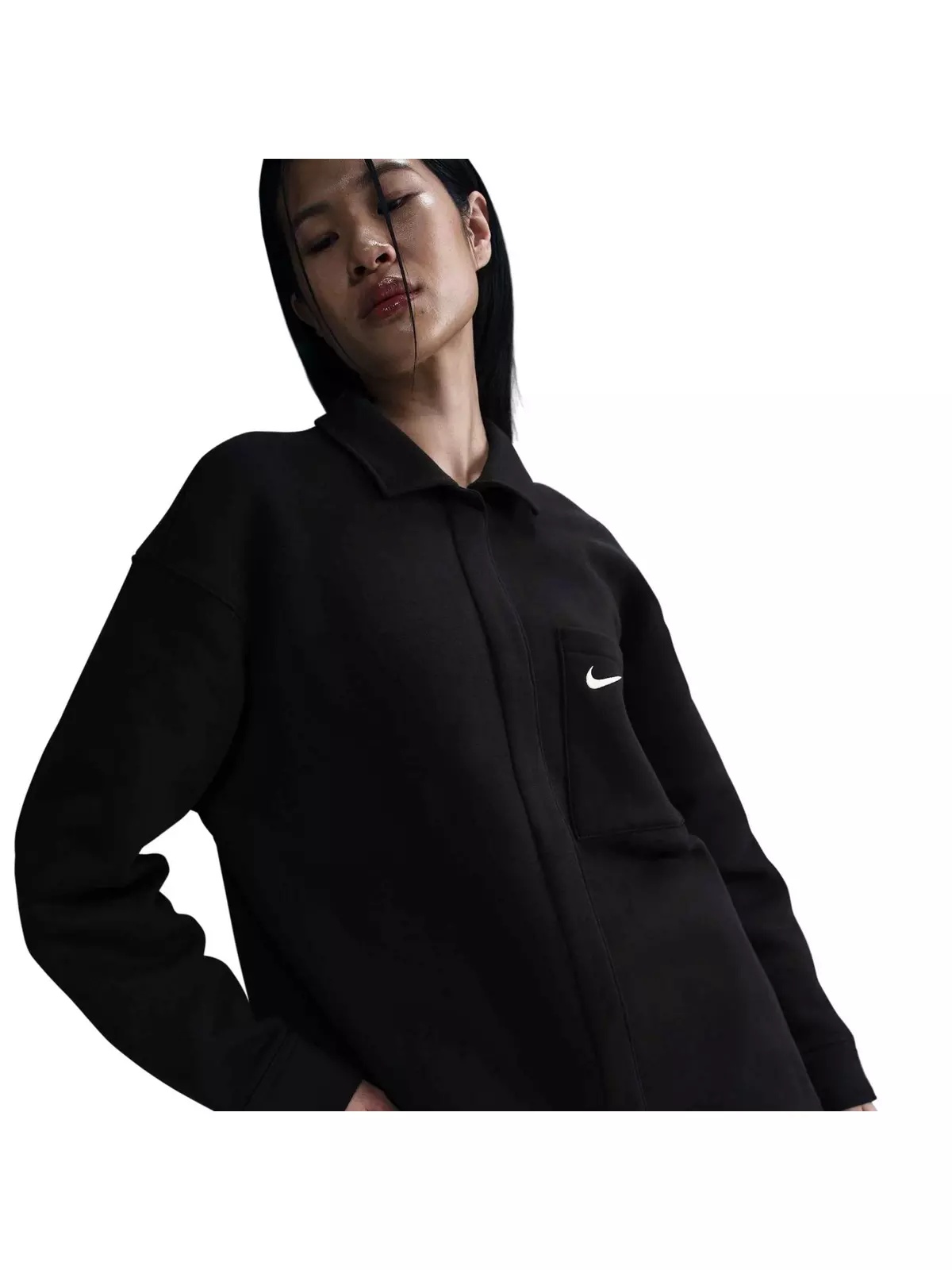 Women's Sportswear Phoenix Fleece Oversized Shirt Jacket - Black - 1