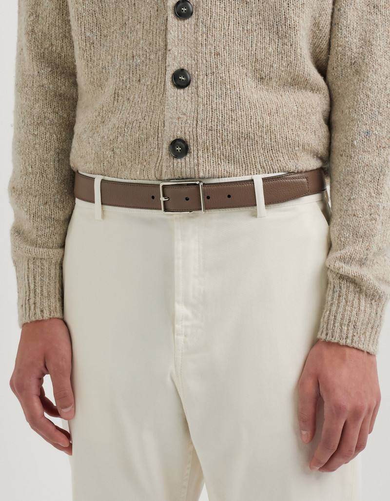 Canali TAUPE SMOOTH CALFSKIN BELT WITH SQUARED BUCKLE outlook
