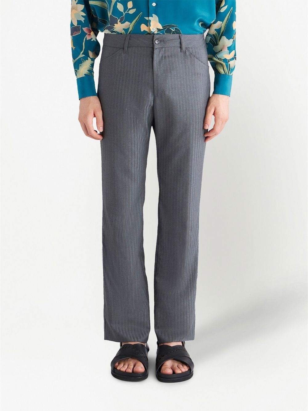 virgin-wool straight leg trousers - 3