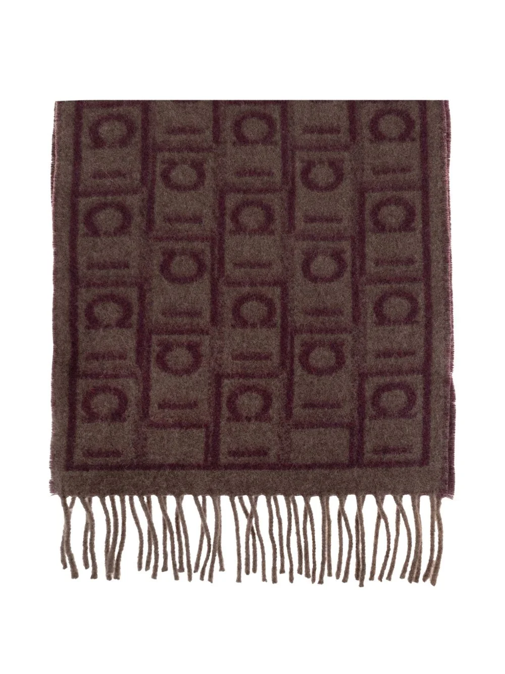 Gancini-pattern fringed scarf - 1