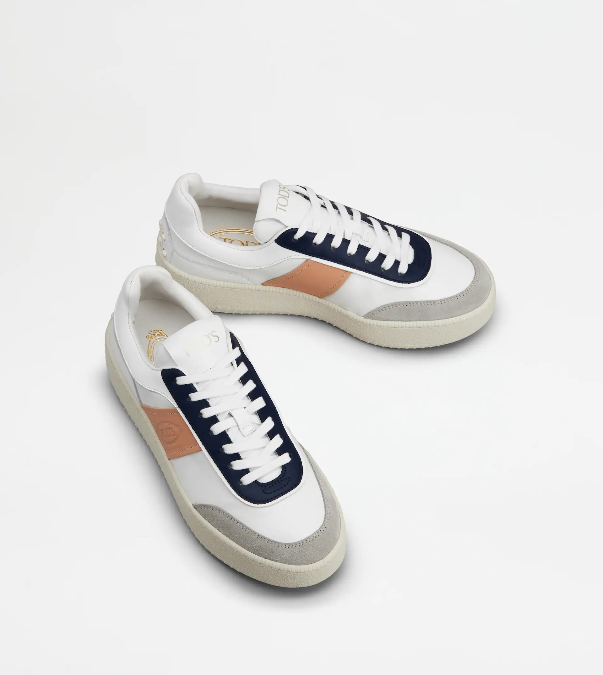 PLATFORM SNEAKERS IN LEATHER - WHITE, BEIGE, BLUE - 3