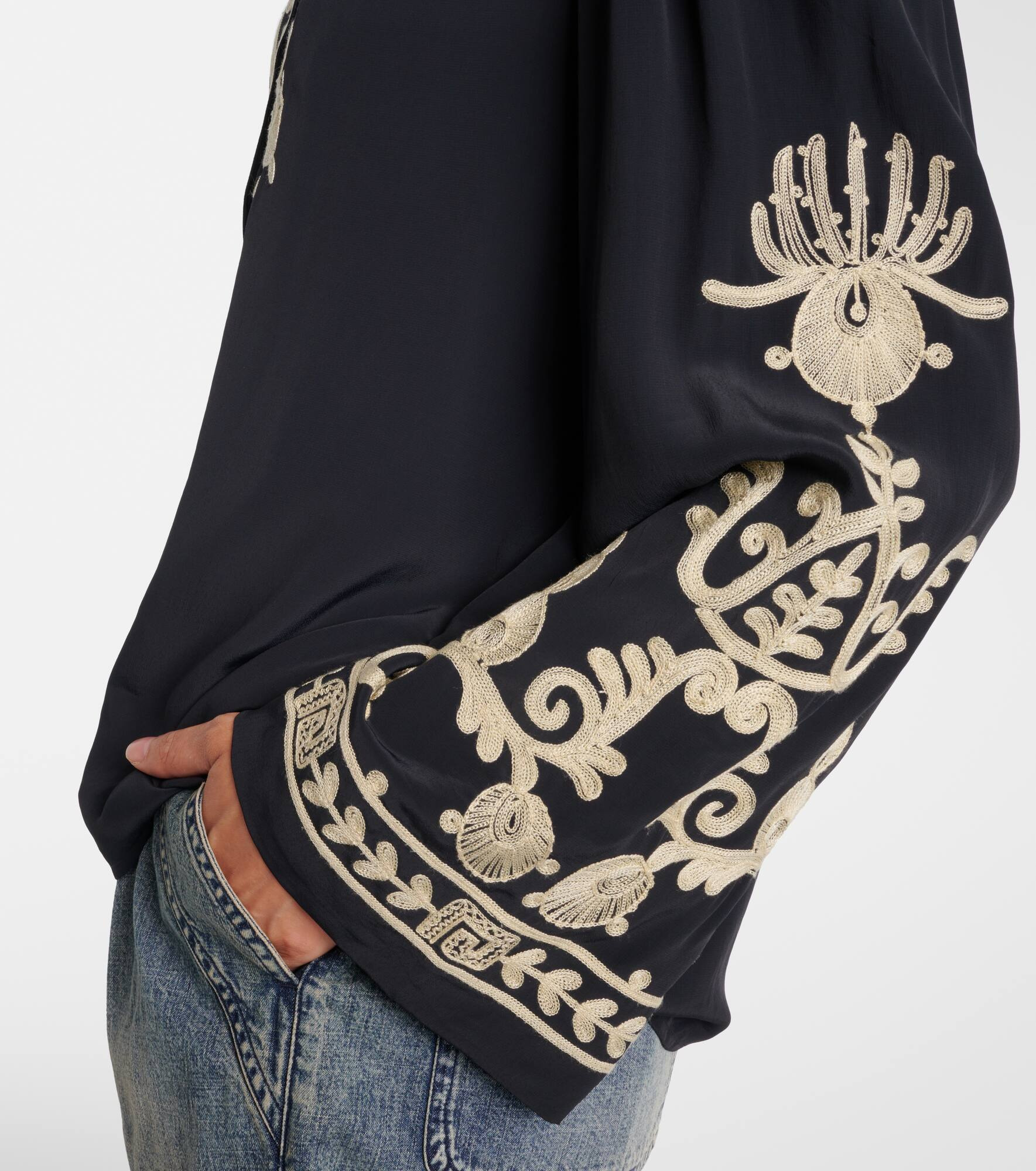 Falonne embroidered crêpe blouse - 5
