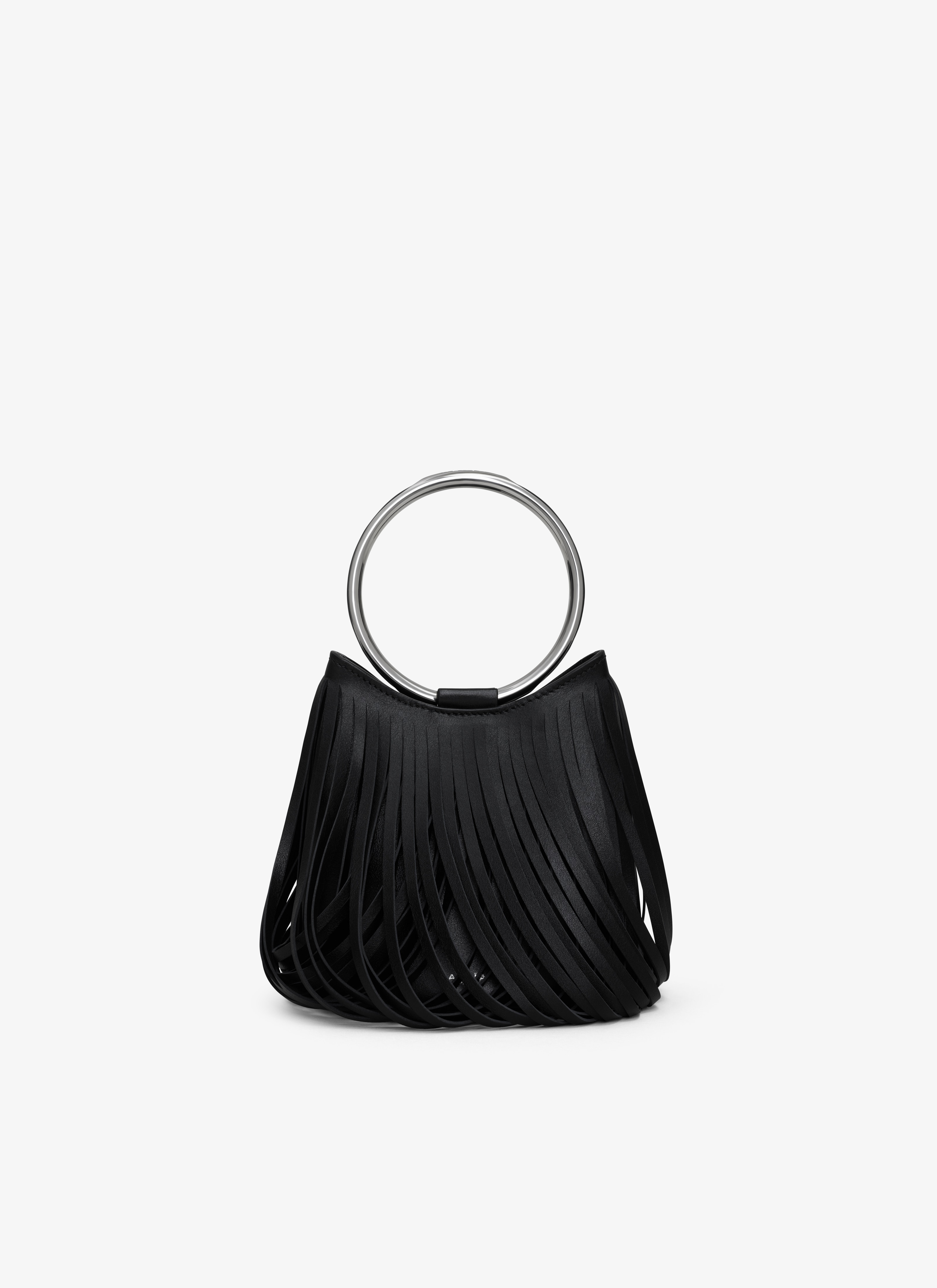 RING MINI BUCKET BAG IN FRINGED CALFSKIN - 1