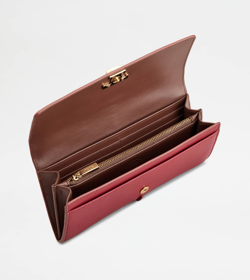 Tod's T TIMELESS WALLET IN LEATHER - RED outlook