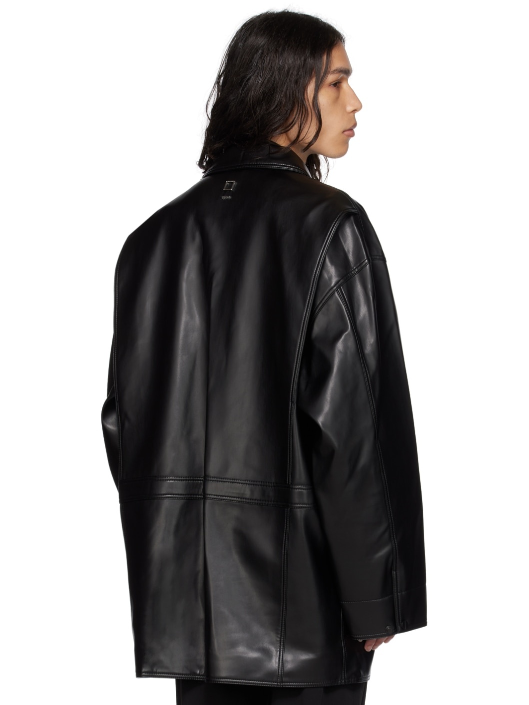 Black Hardware Faux-Leather Jacket - 3