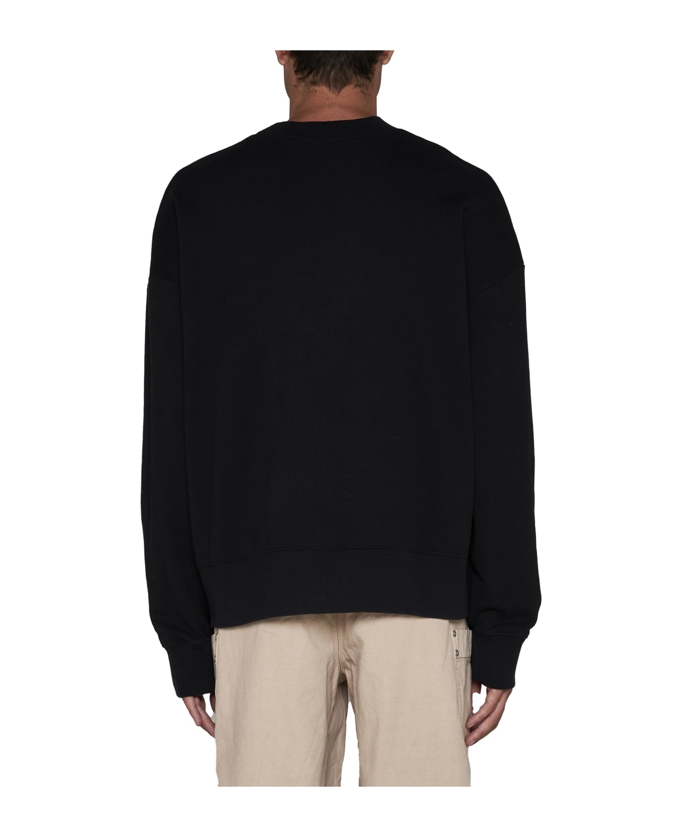 Black Crew Neck Sweatshirt With Contrast Logo - 4