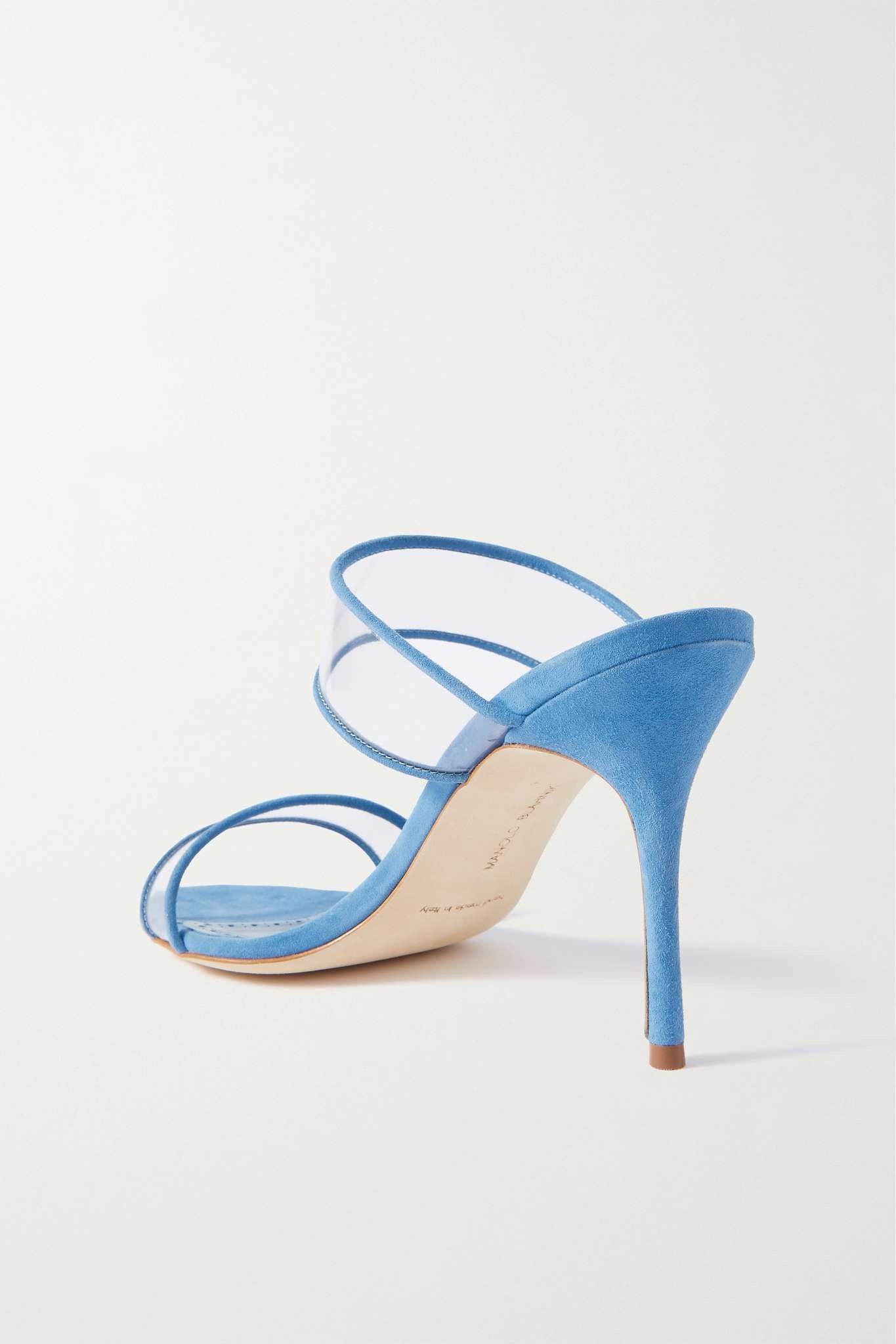 Manolo Blahnik Invymu 90 PVC and suede mules | REVERSIBLE