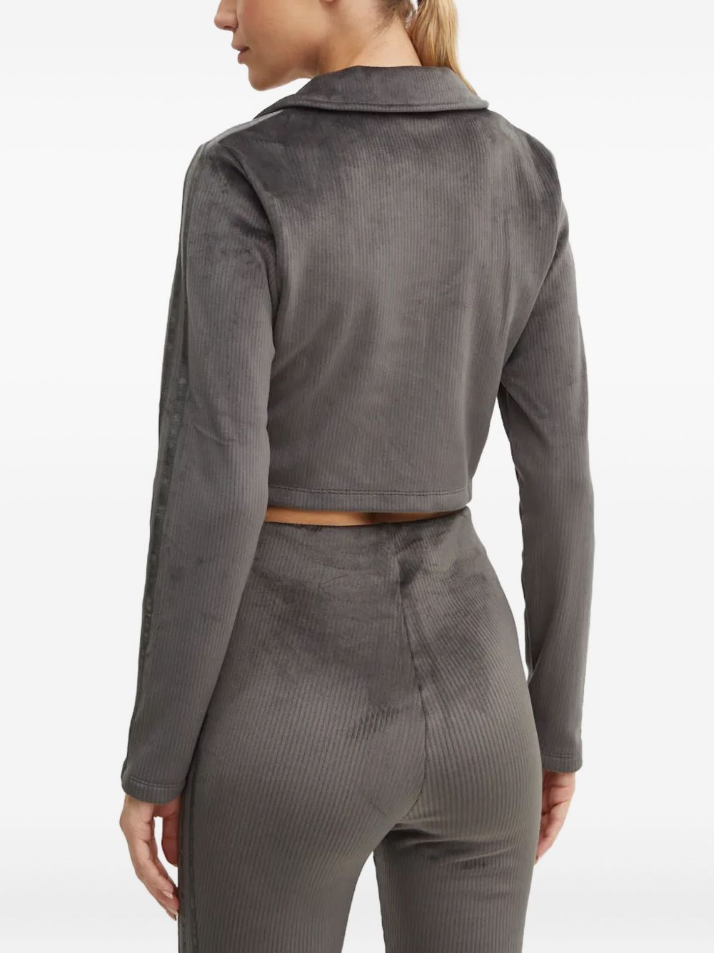 ribbed-velour zip-up sweatshirt - 3