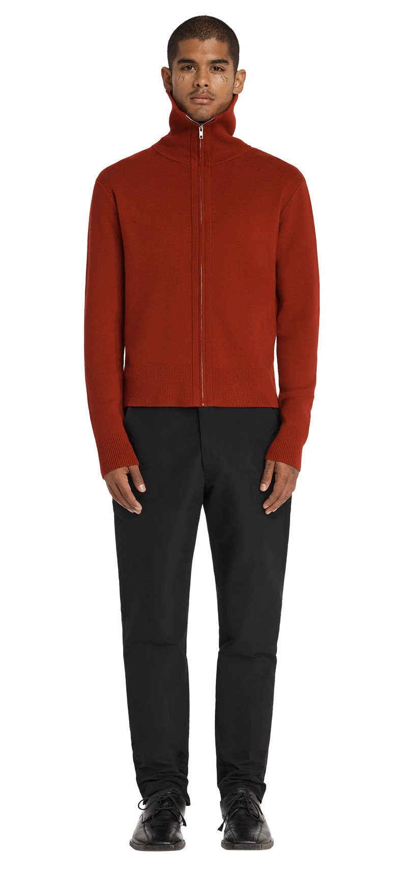 entire studios KNIT ZIP UP JACKET CHERRY outlook