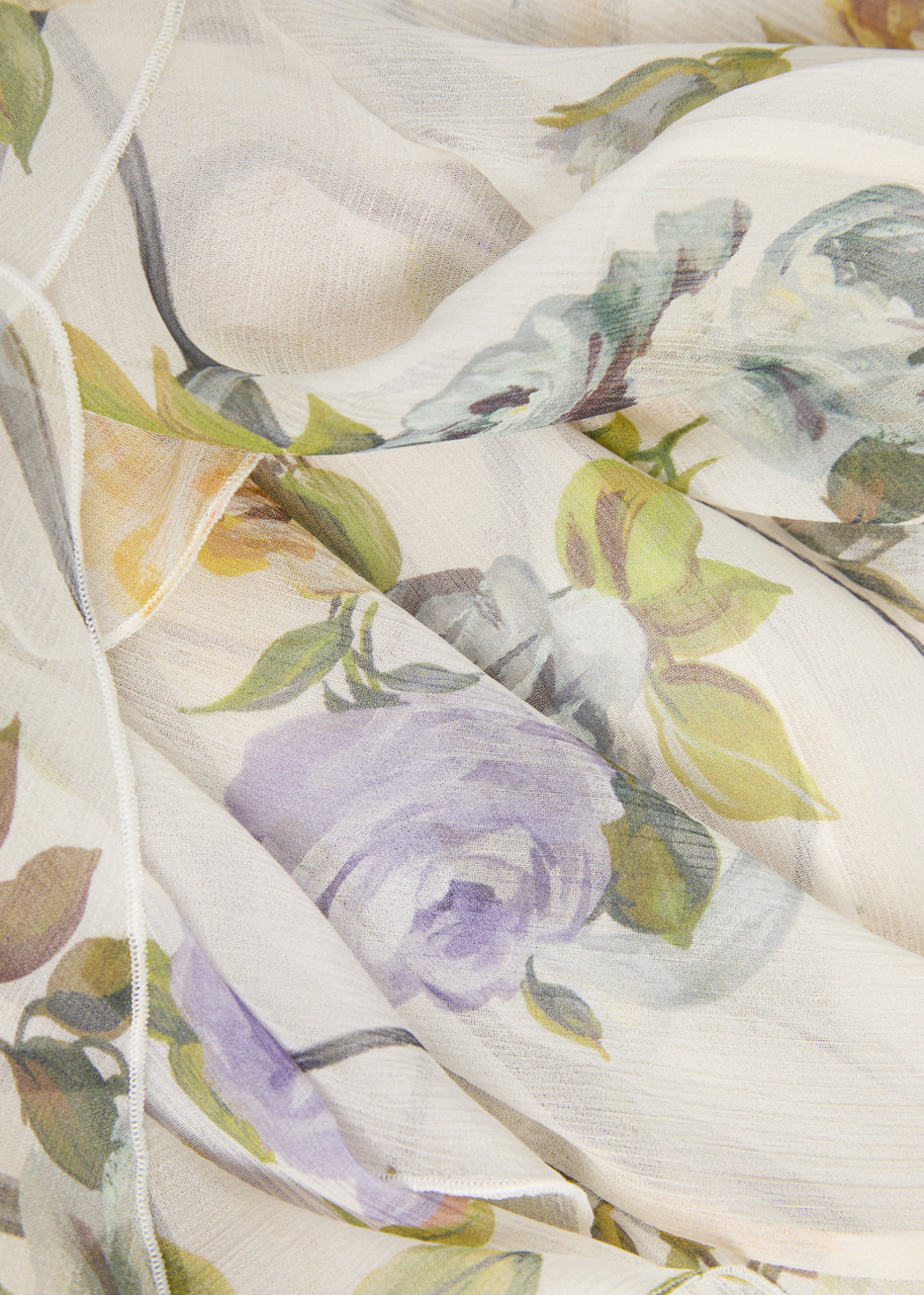 Blumarine Floral Semi-sheer Silk-chiffon Shirt - 5
