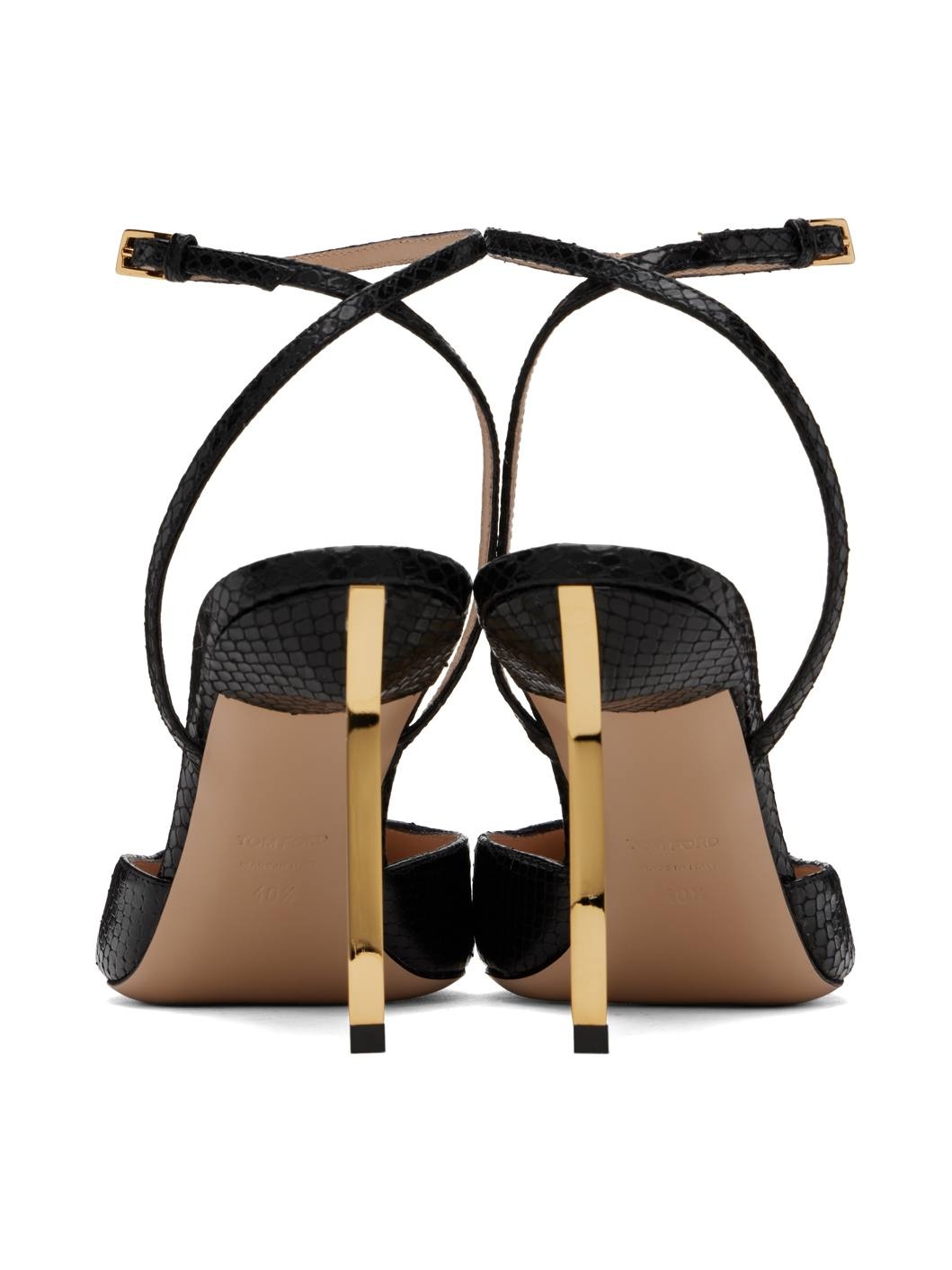 Black Python Slingback Heels - 2