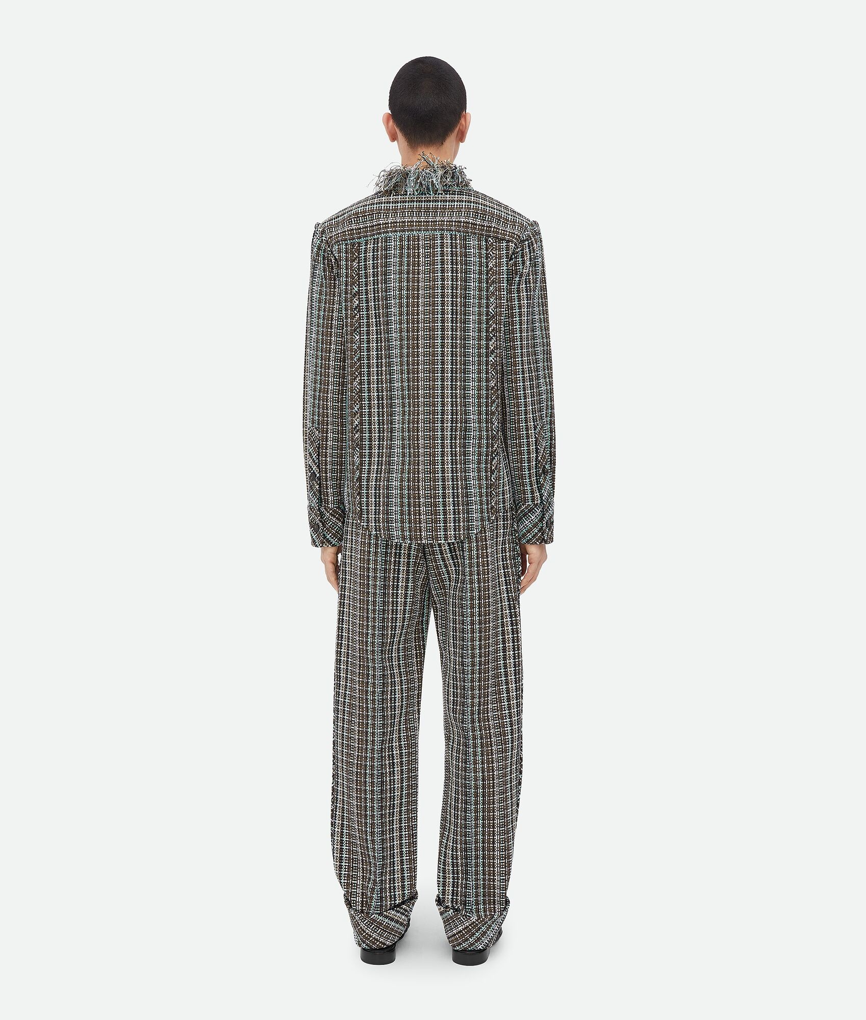 Cotton Check Jacket With Fringes - 3