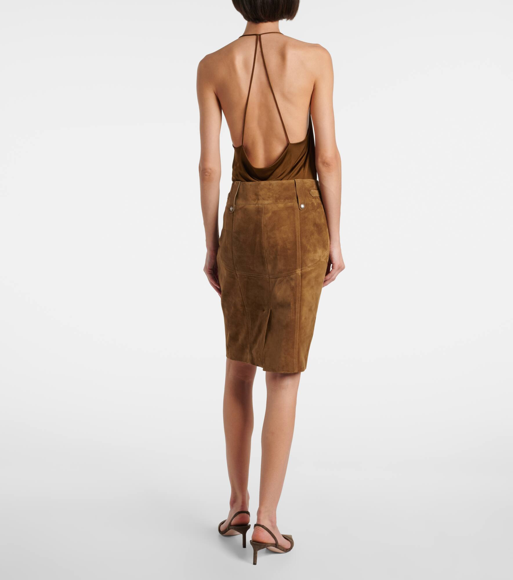 Suede pencil skirt - 3