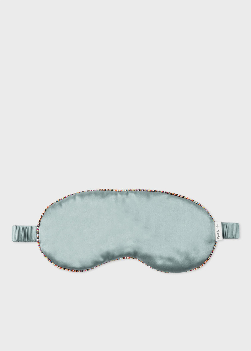 Teal Silk 'Signature Stripe' Eye Mask 1