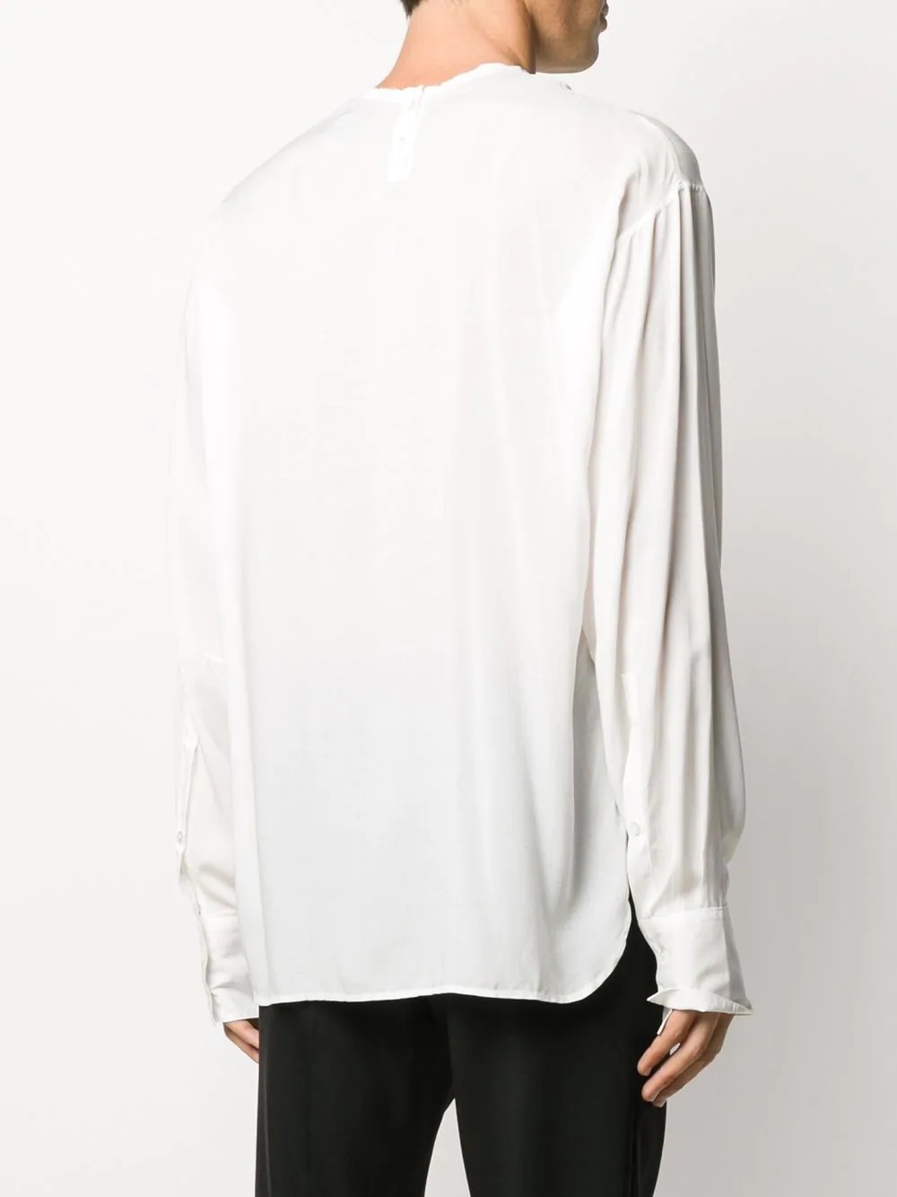 long sleeve raw-cut edge shirt - 4