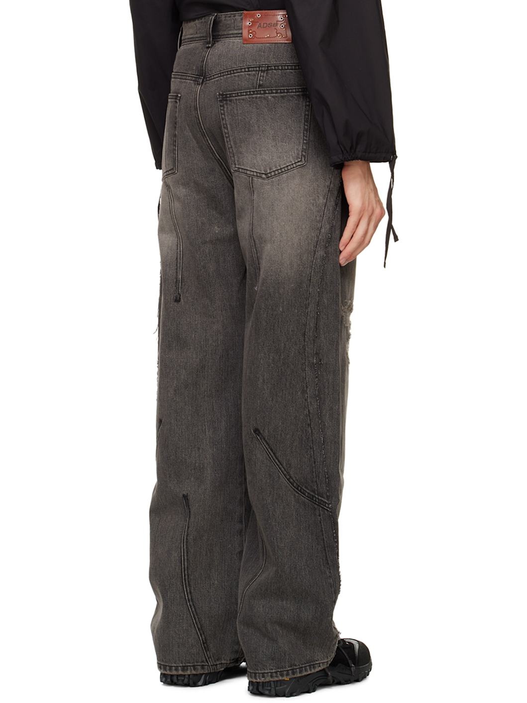 Black Panel Carpenter Wide-Leg Jeans - 3