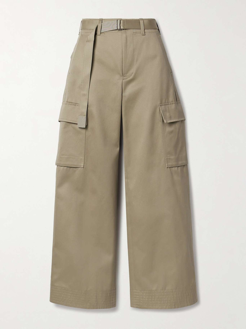 Belted cotton-twill wide-leg cargo pants 1