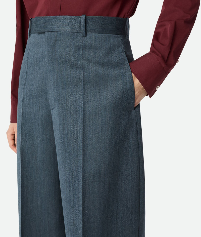 Wool Subtle Chevron Straight Trousers 5
