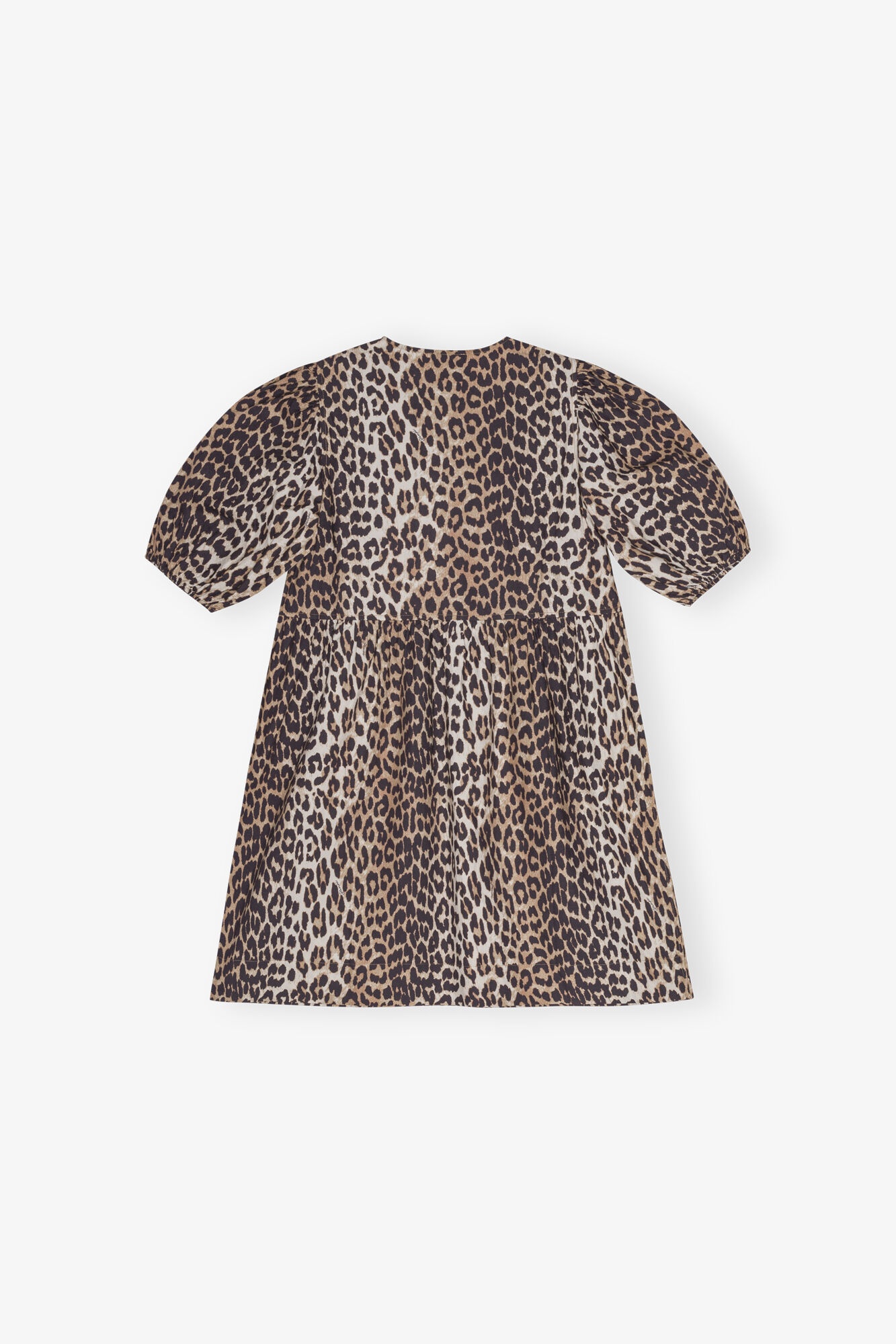 LEOPARD PRINTED COTTON TIE STRING MINI DRESS - 6