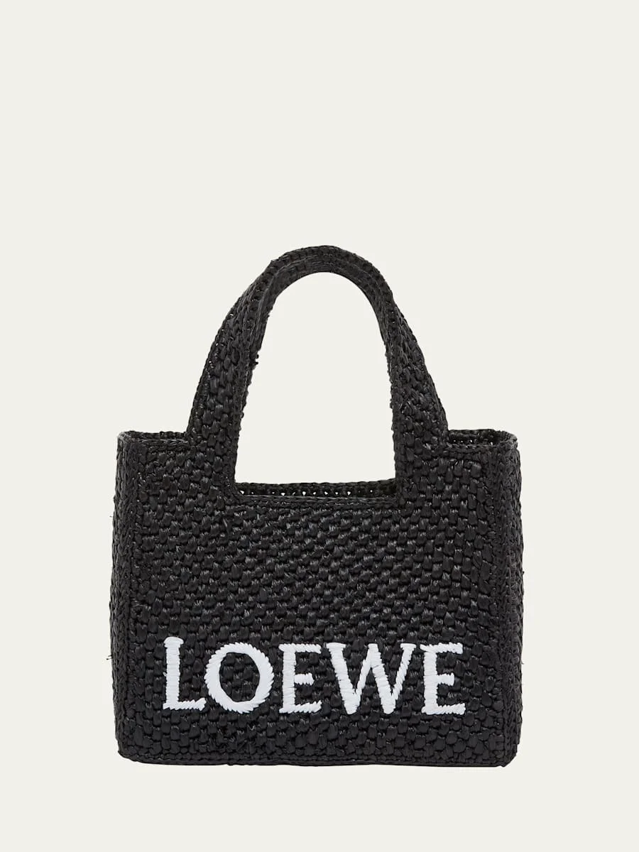 x Paula’s Ibiza Font Logo Mini Tote Bag in Raffia - 1