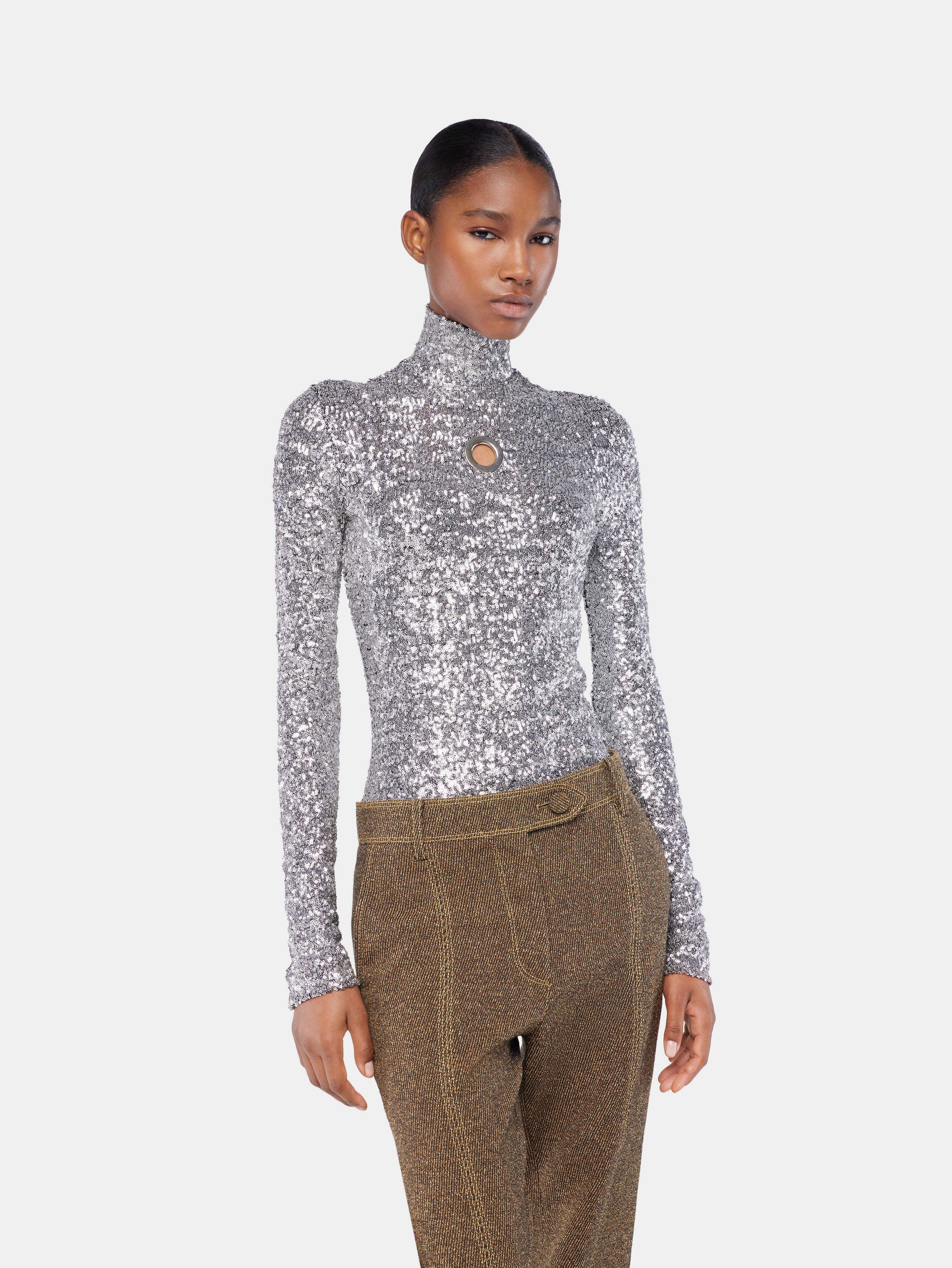 SEQUIN TURTLE-NECK TOP - 3