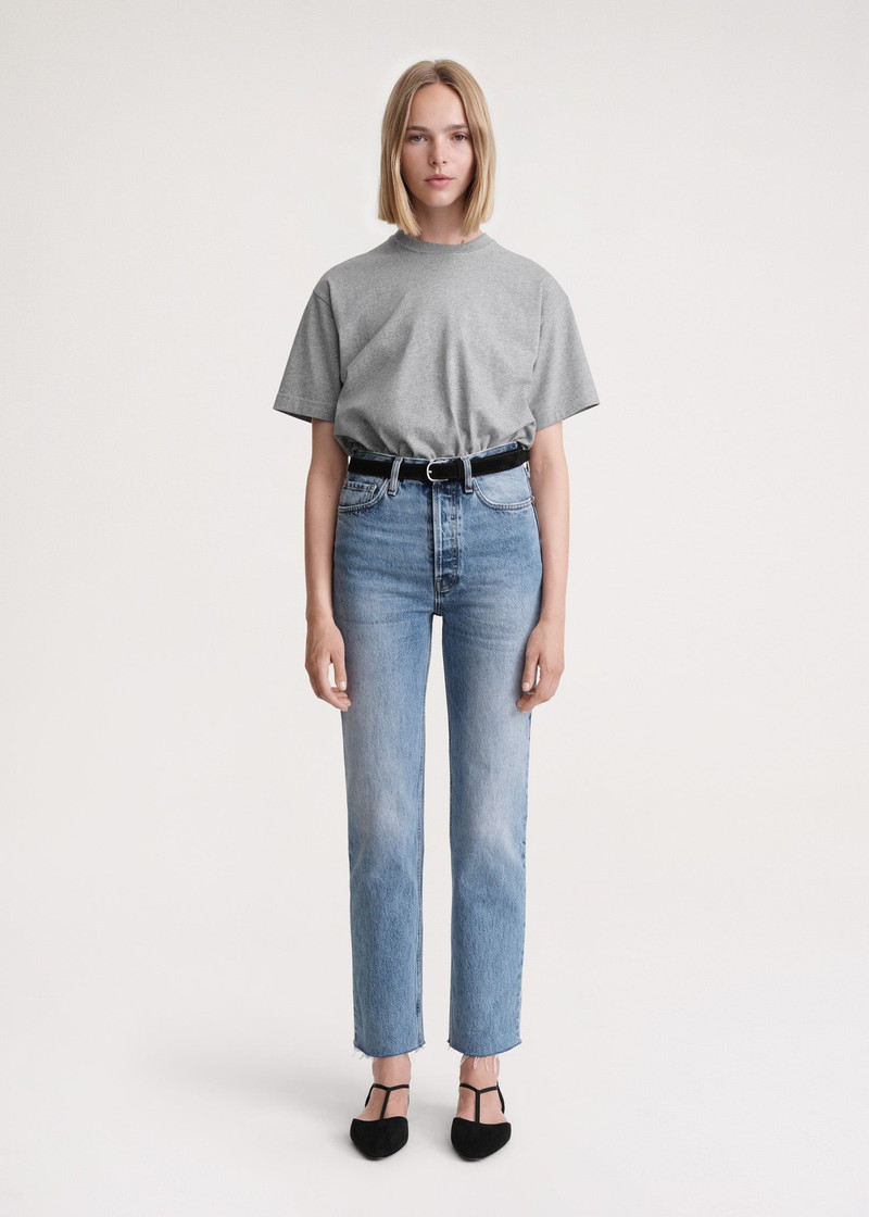 Totême Classic cut denim worn blue outlook