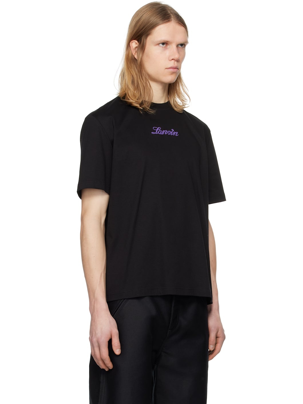Black Bouclette Script Logo T-Shirt - 2