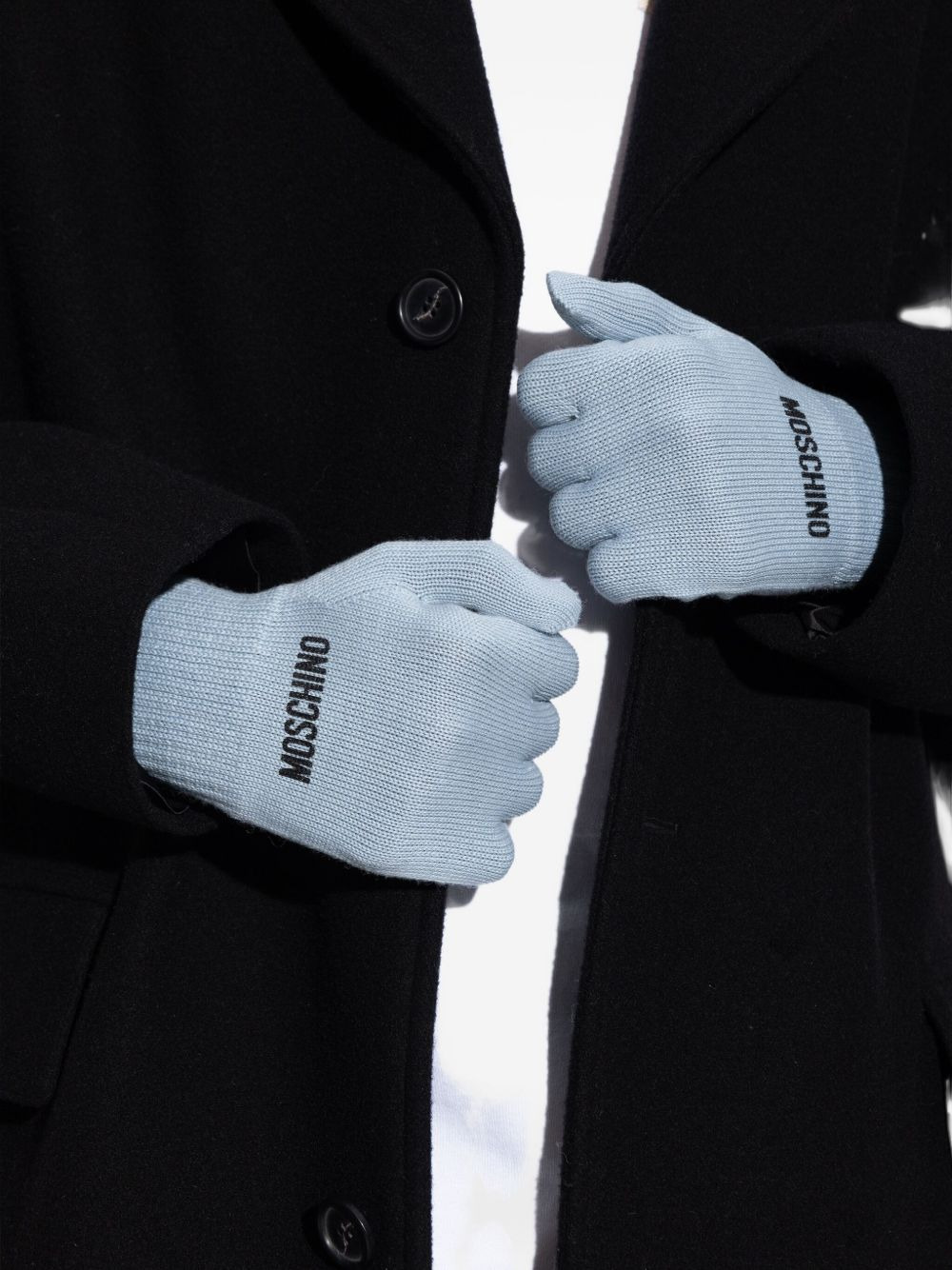 logo-embroidered ribbed gloves - 6