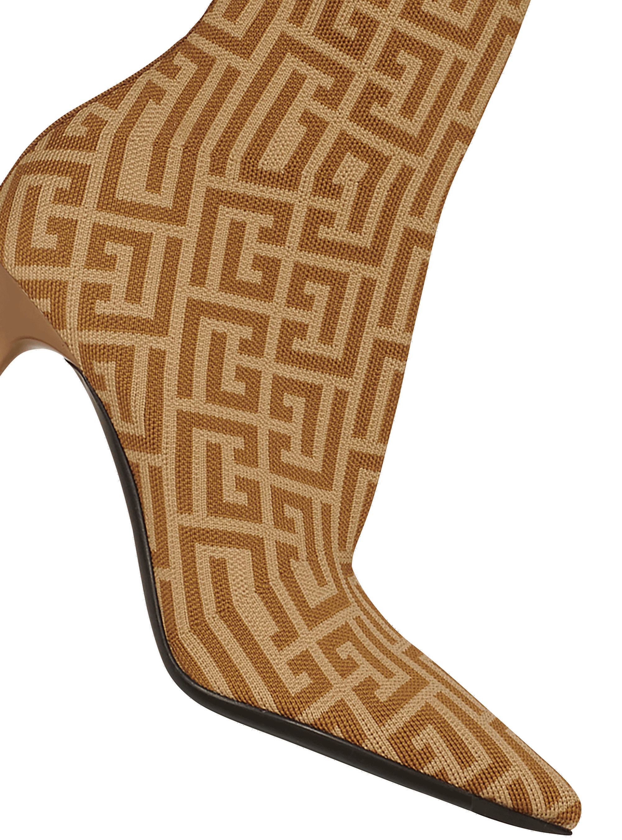 Bicolor stretch knit Skye ankle boots with Balmain monogram - 5