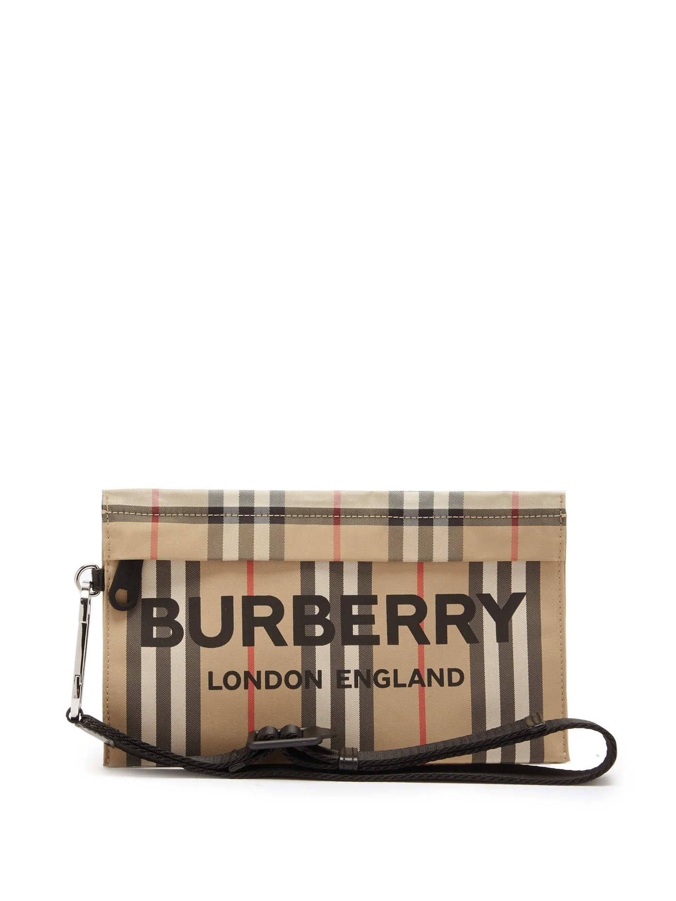 Logo-print Icon-Stripe canvas makeup bag - 1