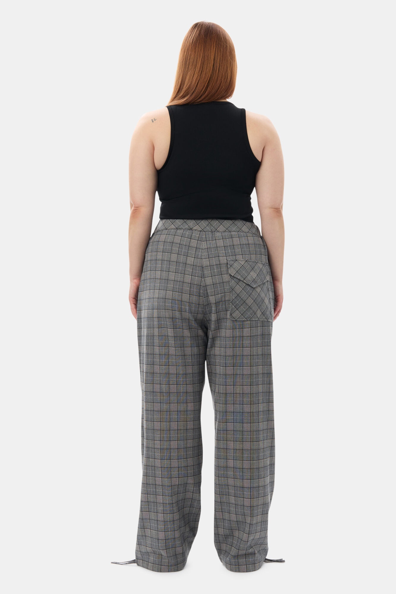 GANNI X PALOMA ELSESSER CHECK MIX DRAWSTRING TROUSERS - 4