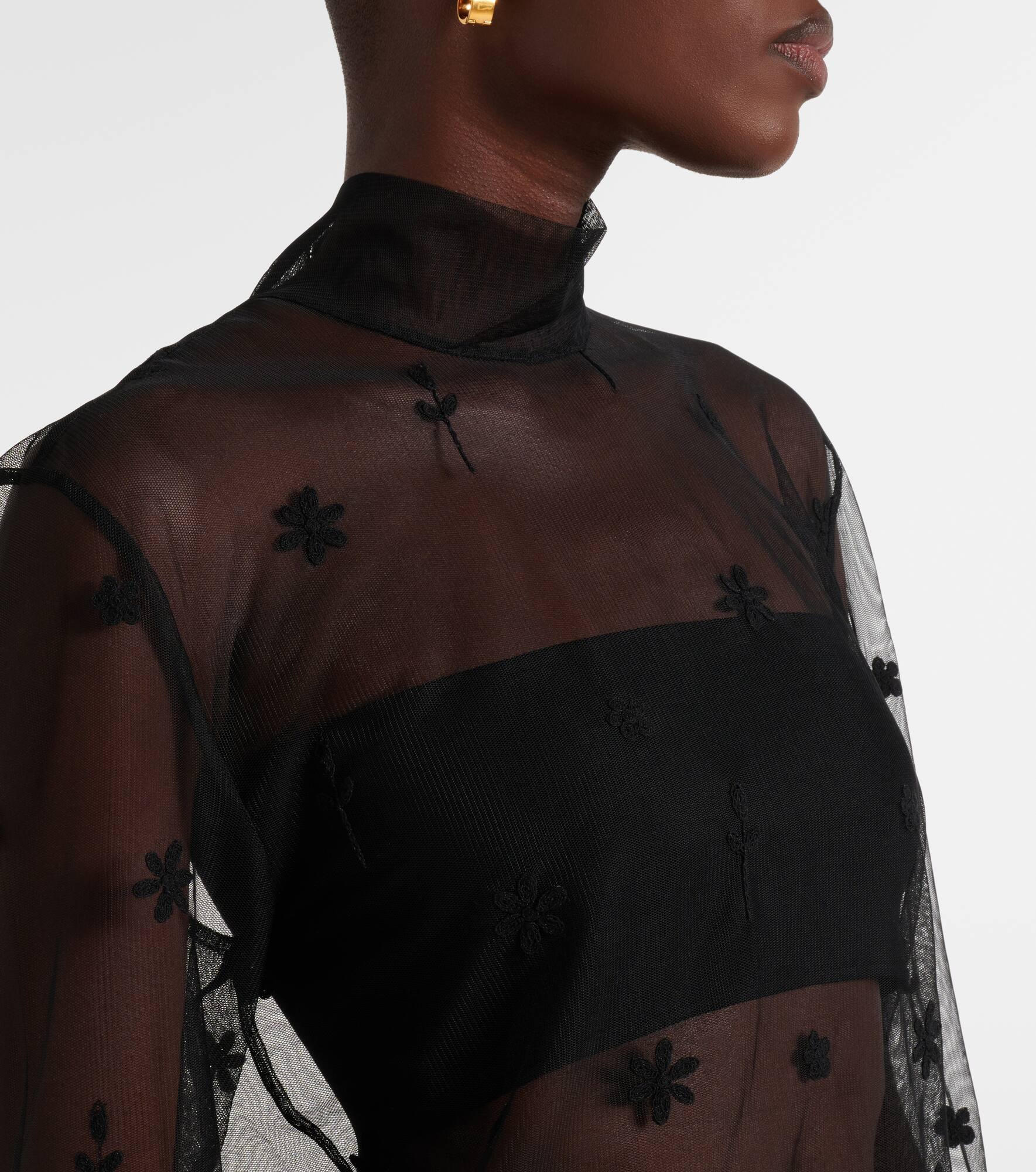 Embroidered tulle blouse - 4