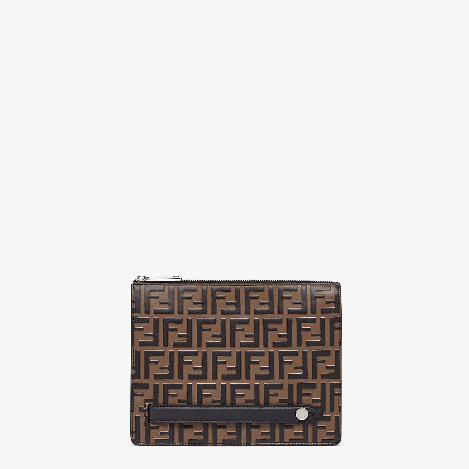 Brown leather slim pouch 1