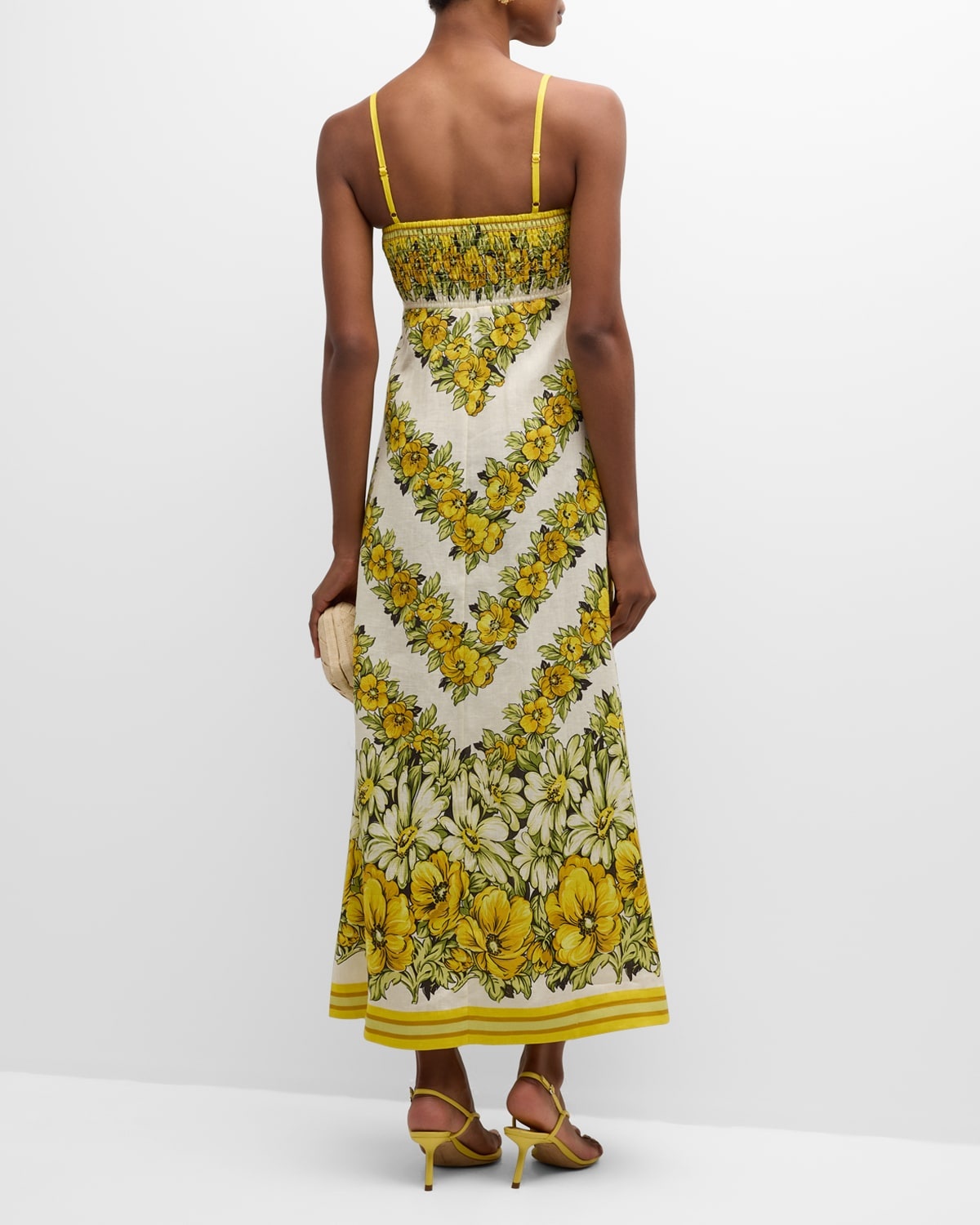 Gisela Floral Linen Sleeveless Midi Dress - 6