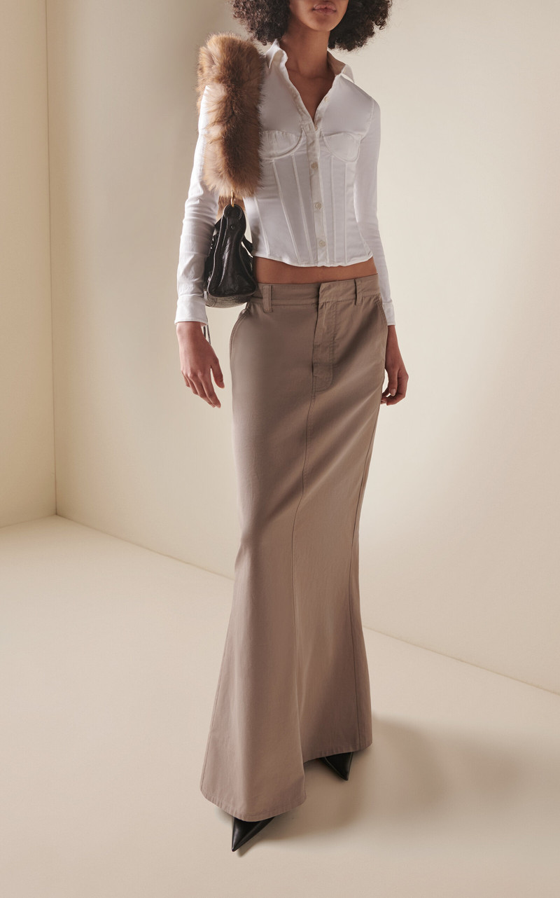 BALENCIAGA Workwear Cotton-Twill Maxi Skirt neutral outlook