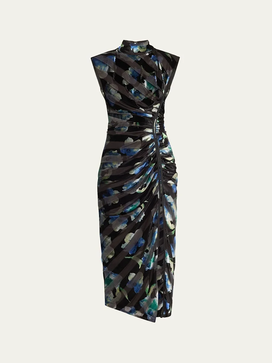 Hallie Floral Velvet Midi Dress - 1