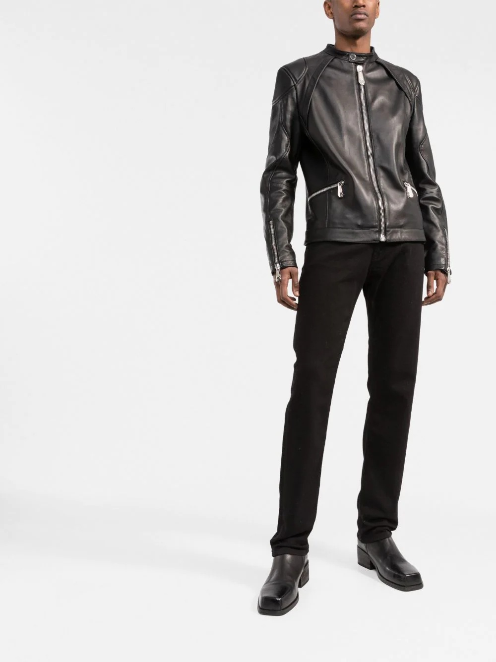 zip-through biker jacket - 2