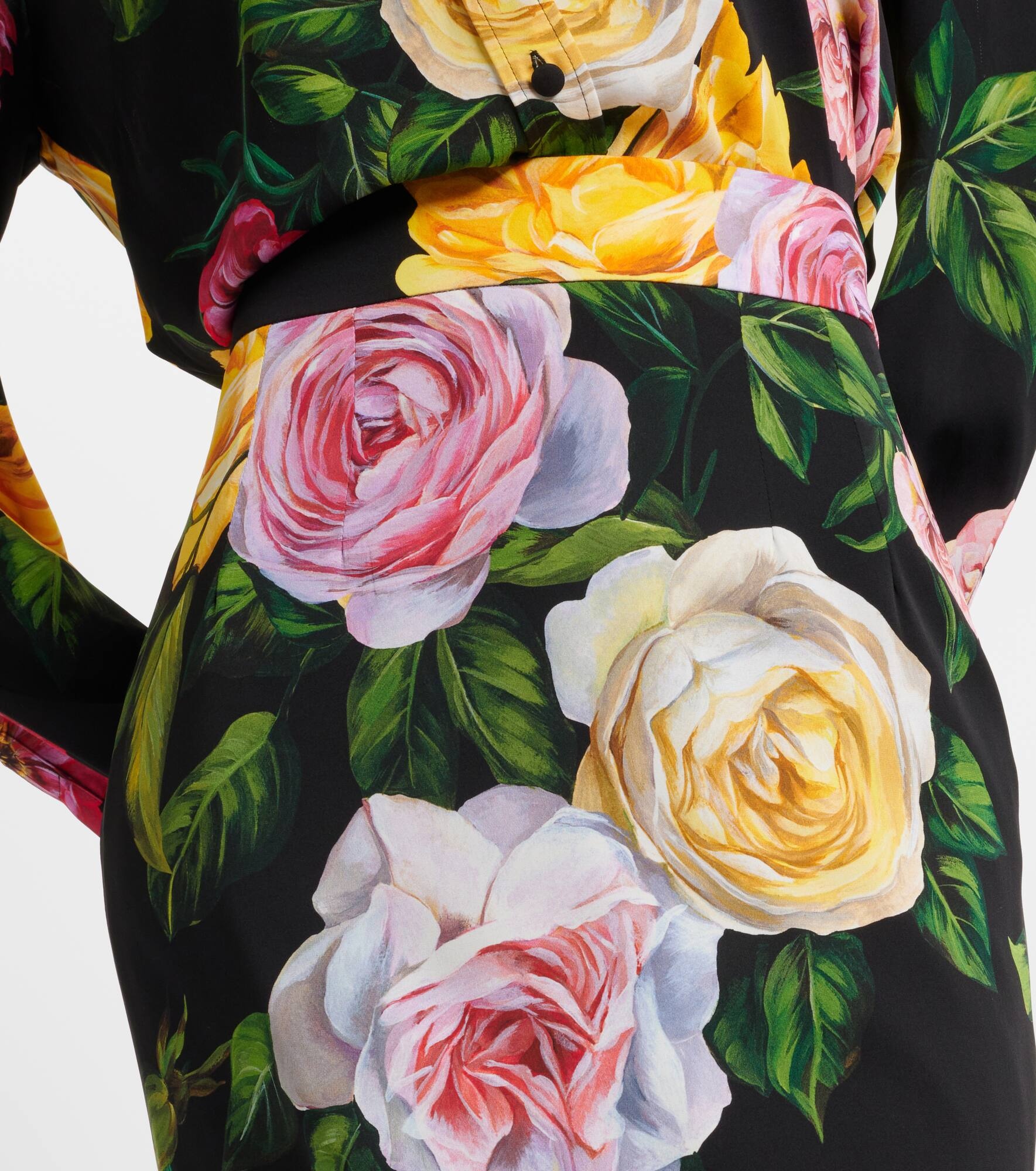 Floral silk-blend charmeuse midi skirt - 4