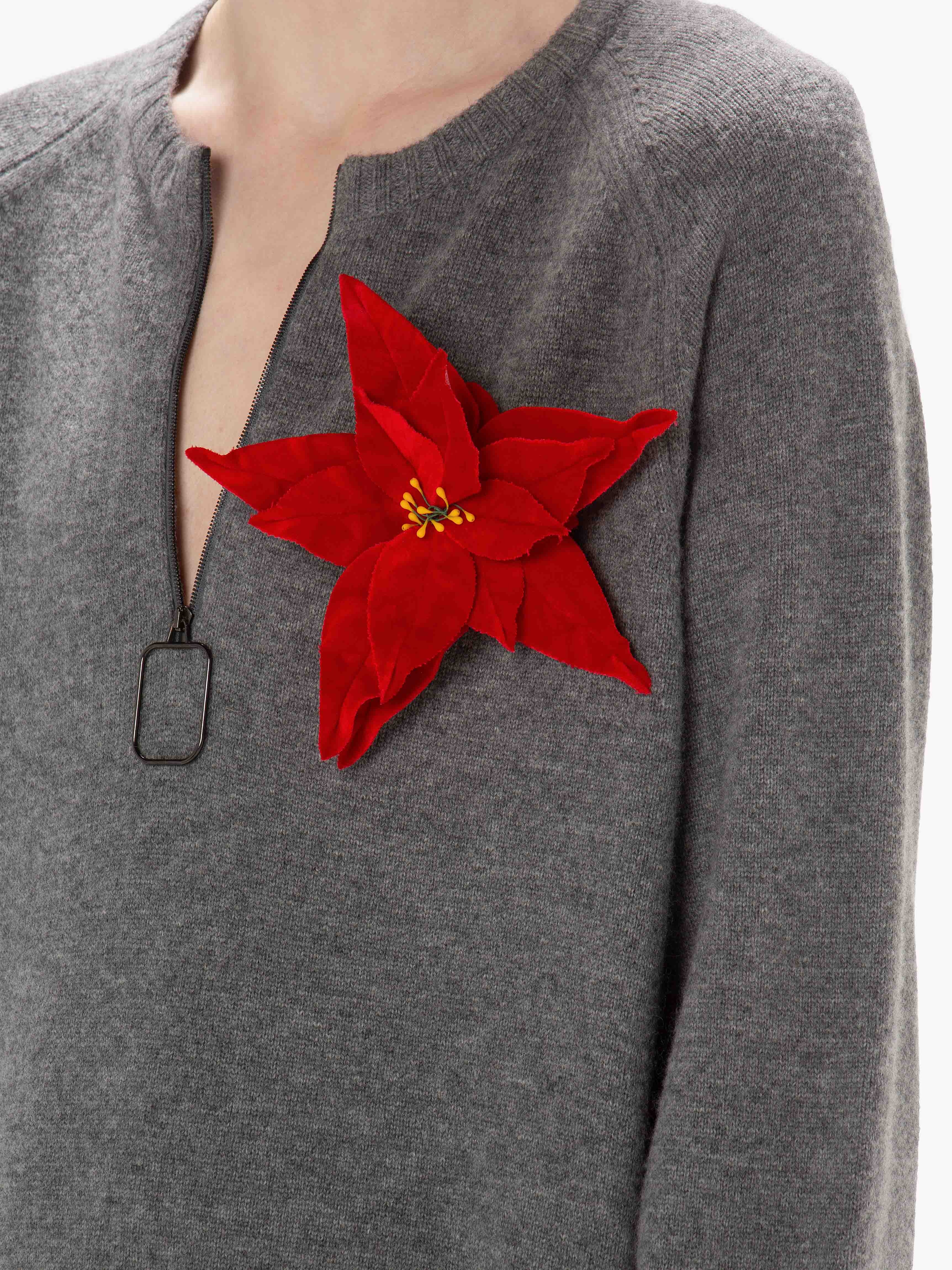 VELVET POINSETTIA BROOCH - 4