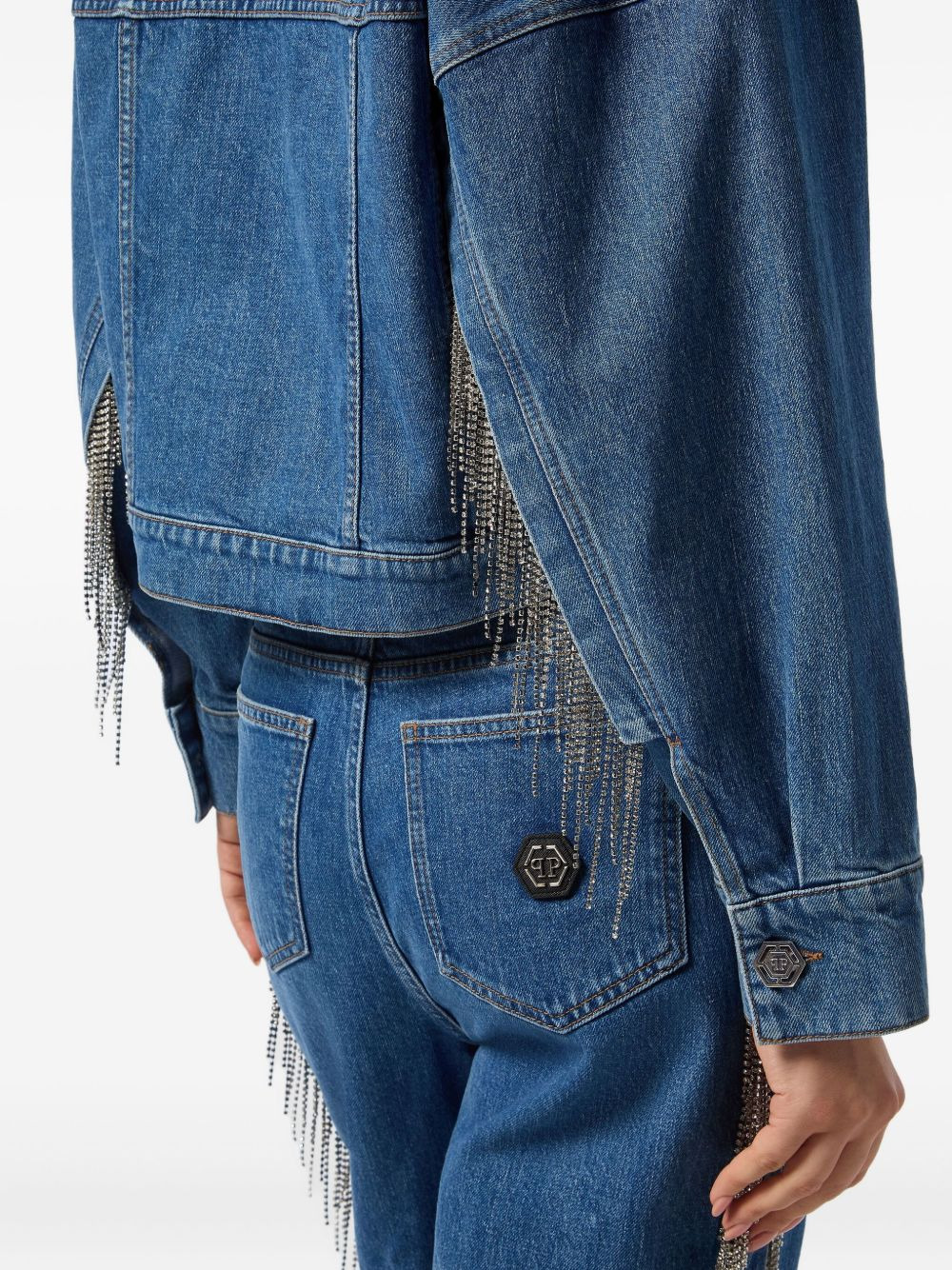 Crystal Fringes denim jacket - 4
